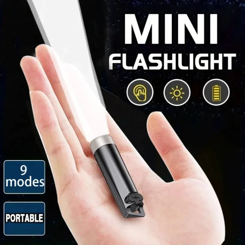 

LED Mini Flashlight Portable Key Torch Camplight Outdoor Waterproof Ultralight Fishing Hiking Emergency Whistle Keychain Lamp