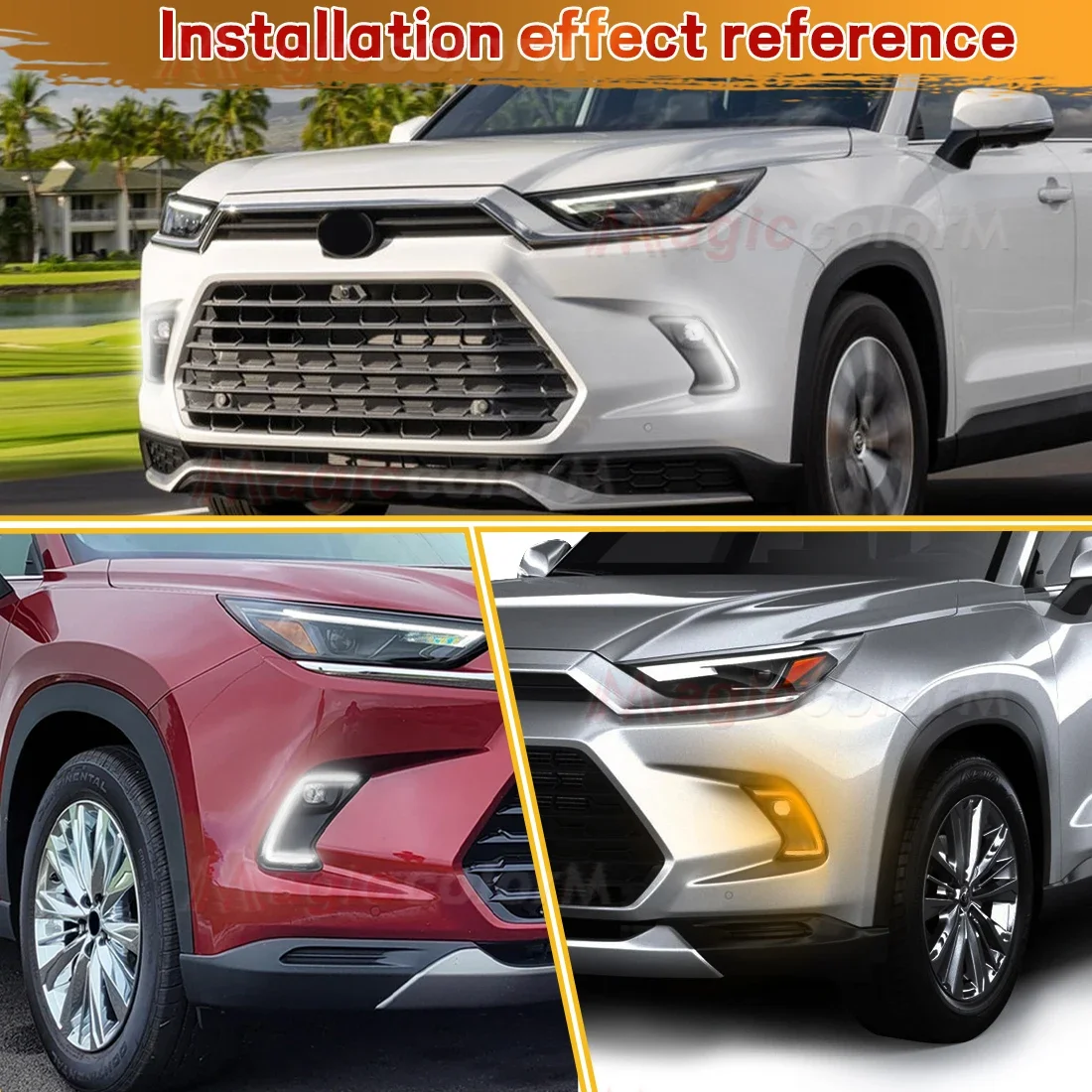 For Toyota Grand Highlander 2024 2025 LED Daytime Running Lights DRL LED Fog Lamps Front Bumper Headlights Turn Signal Daylights