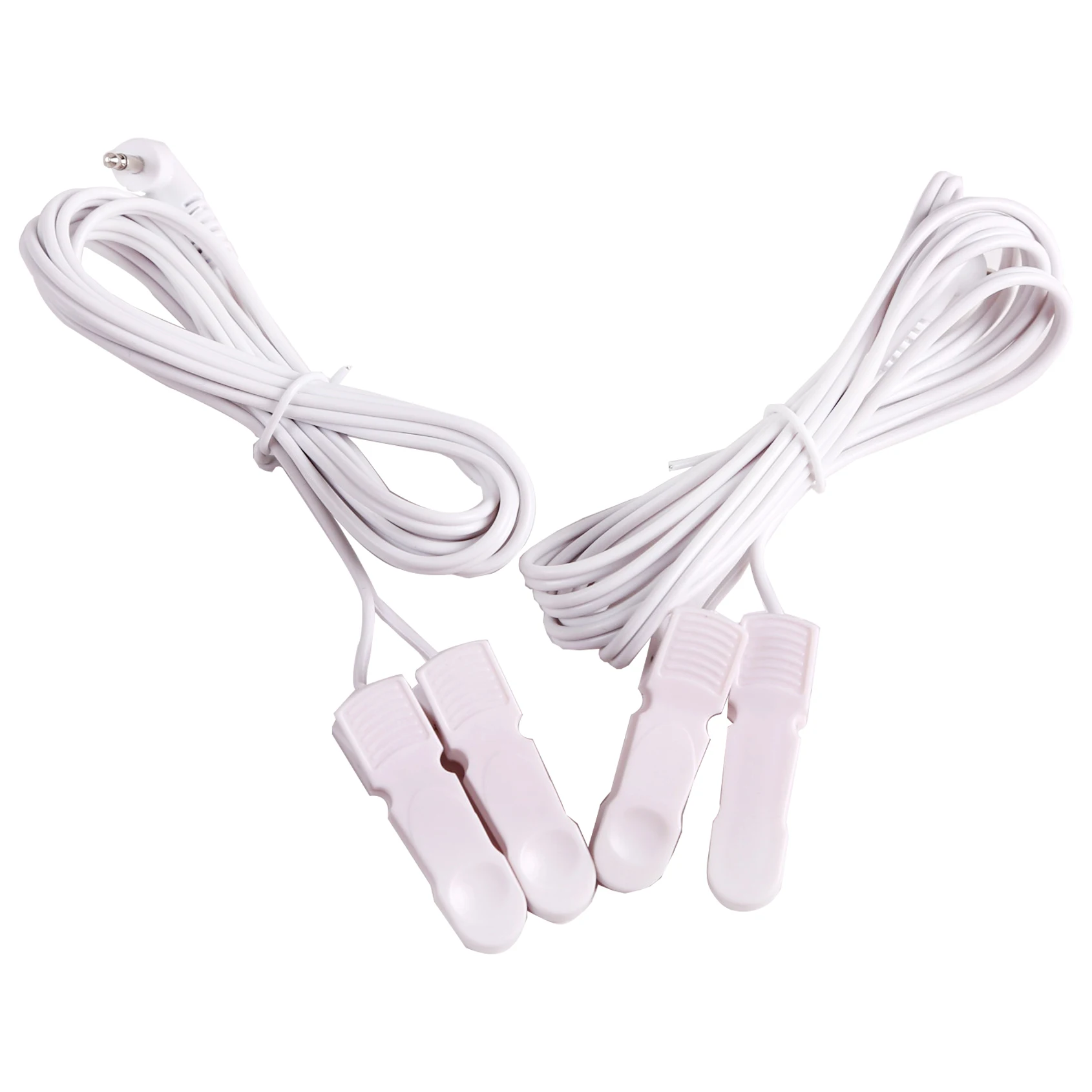 2.5/3.5mm Jack  2 Ear Clips With 2 Way+4-Way Of Digital TENS Therapy Machine Electrode Lead Wires Connecting Cables