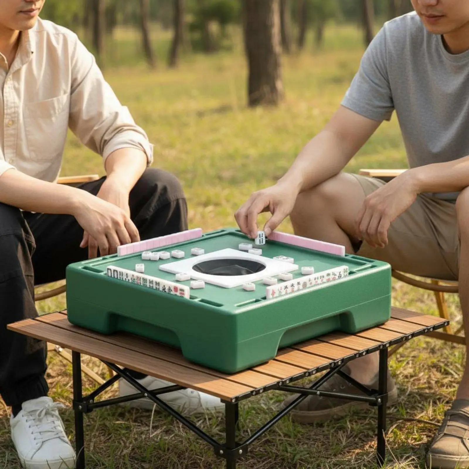Mini Mahjong Set Lightweight Travel Mahjong Set Noise-Reducing for Mobile Users, Students, Dormitory, Camping, Outdoor
