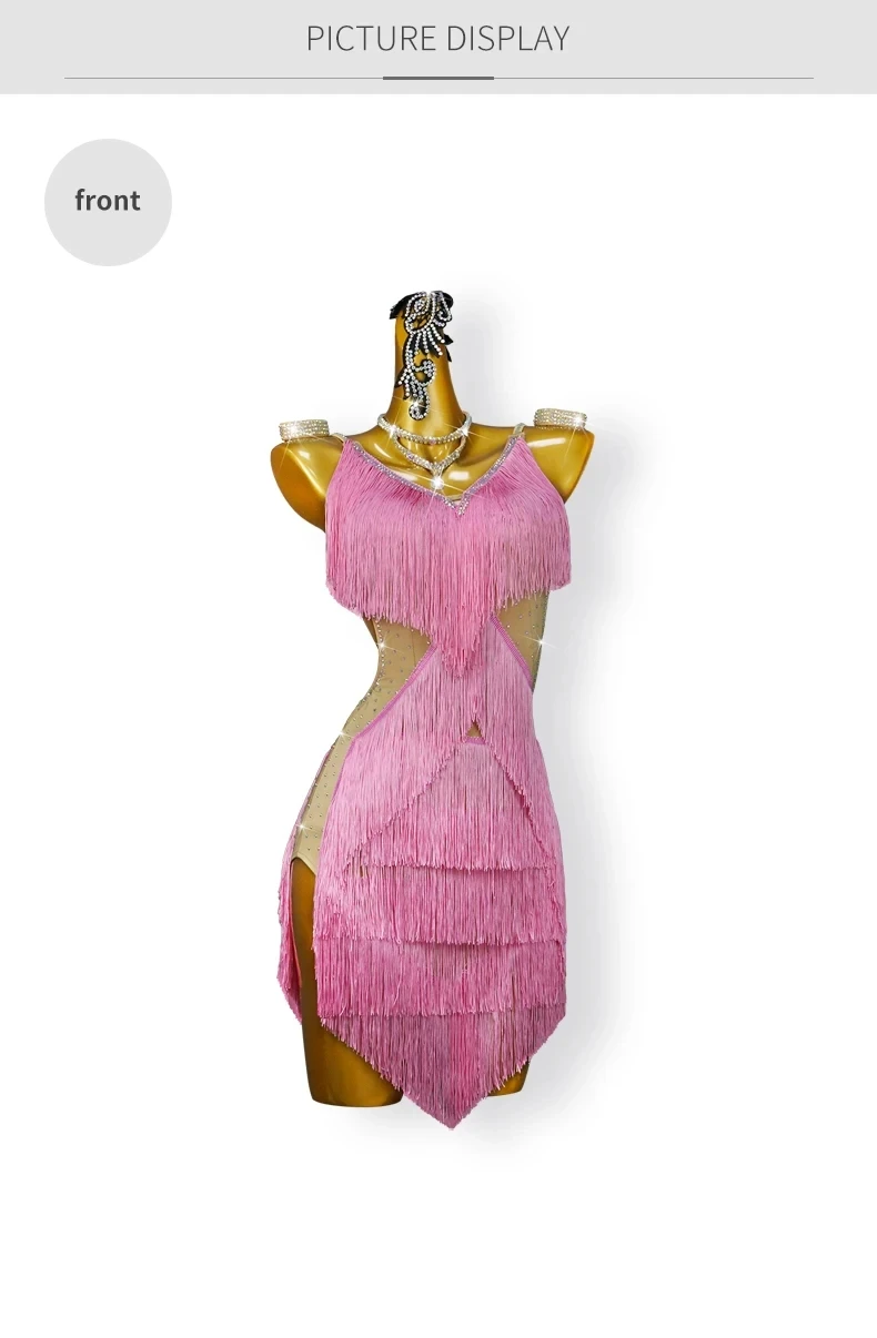 2026 Lateinamerikanisches Tanzkleid, Damen-Ballroom-Röcke, Performance-Kostüm, Mädchen-Sexy-Kleidung, Abschlussball-Anzug, Damen-Fransenkleid, Elegante Tanzkleidung – Detail 7