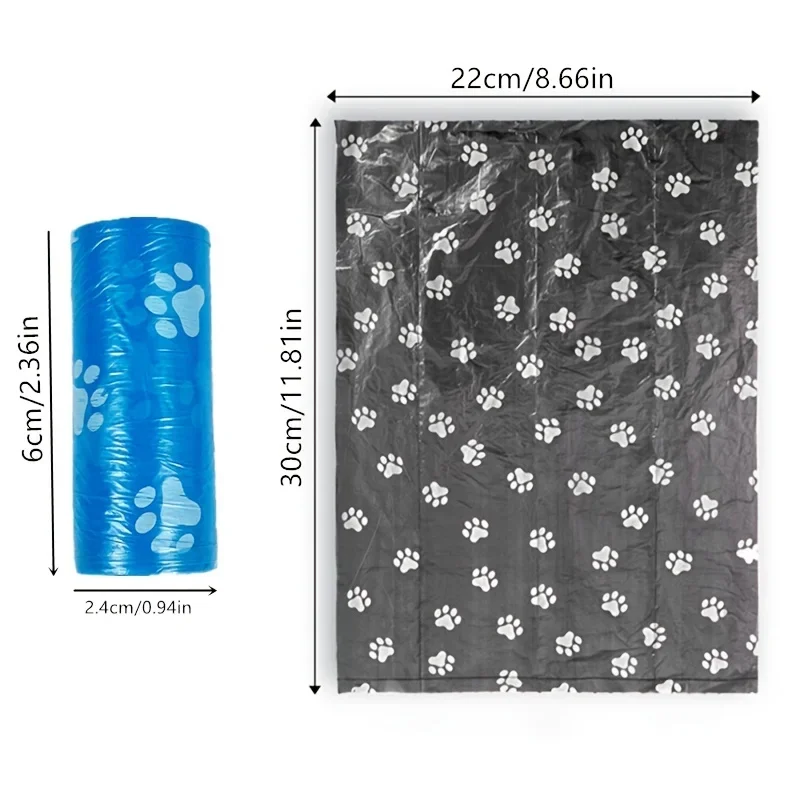 1 Roll Pet Poop Bags Disposable Dog Waste Bags Bulk Poop Bag Dispenser Bags with Paw Prints Garbage Bag