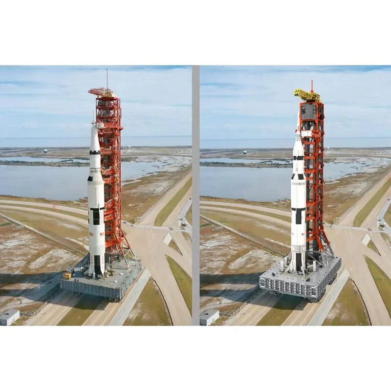 تجميع صواريخ Saturn V لبنات بناء الربط ، المسار الكهربائي ، أجزاء اللعب للأطفال