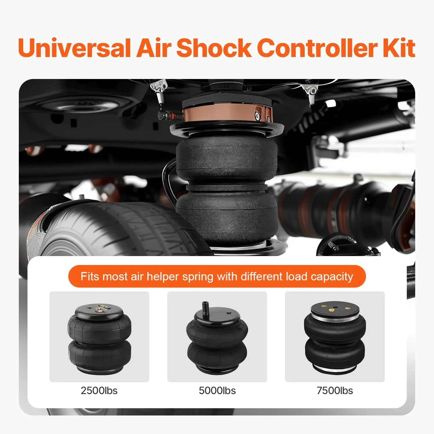 Air Shock Controller Kit, 12V 100PSI On Board Air Compressor System, Ride Suspension Compressor Kit with Single Path System, Pre
