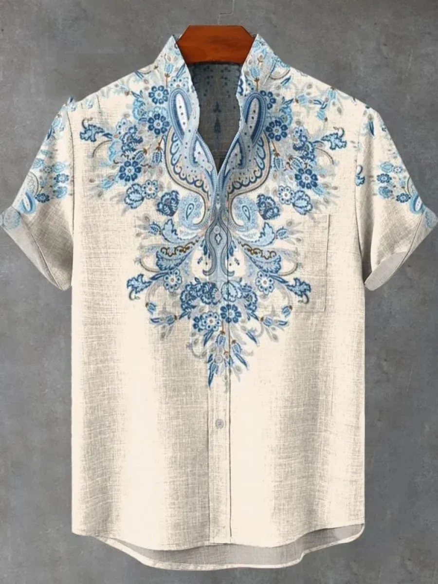 

Новая мужская рубашка с короткими рукавами и принтом - рубашка в винтажном стиле, повседневный топ с короткими рукавами, городской модный стиль, быстрая доставка