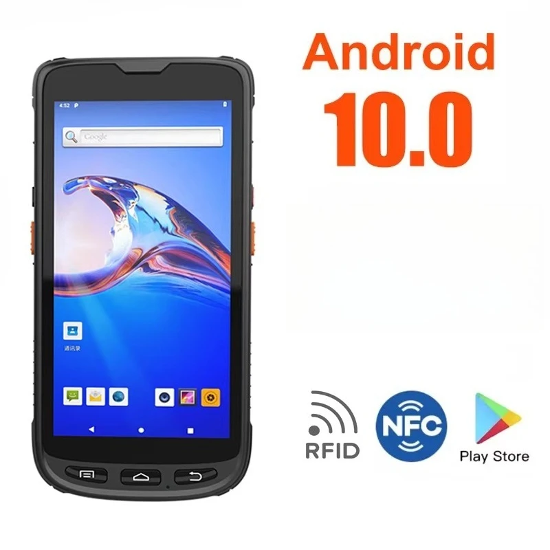 Android 10 Handheld RFID Smart Card Reader, Contactless Access Control, QR Code Scanner for Animal Ear Tag, 134.2K