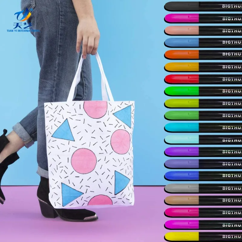 DIY 10/20/24colors Fabric Markers Pens Set - Non Toxic, Indelible and Permanent Fabric Paint - Fine Point Tip Textile Marker Pen