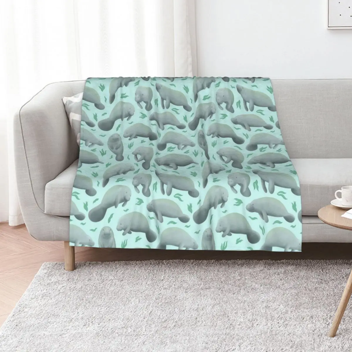 

manatees (blue) Throw Blanket Blankets For Sofas for sofa blankets and throws Vintage Blankets