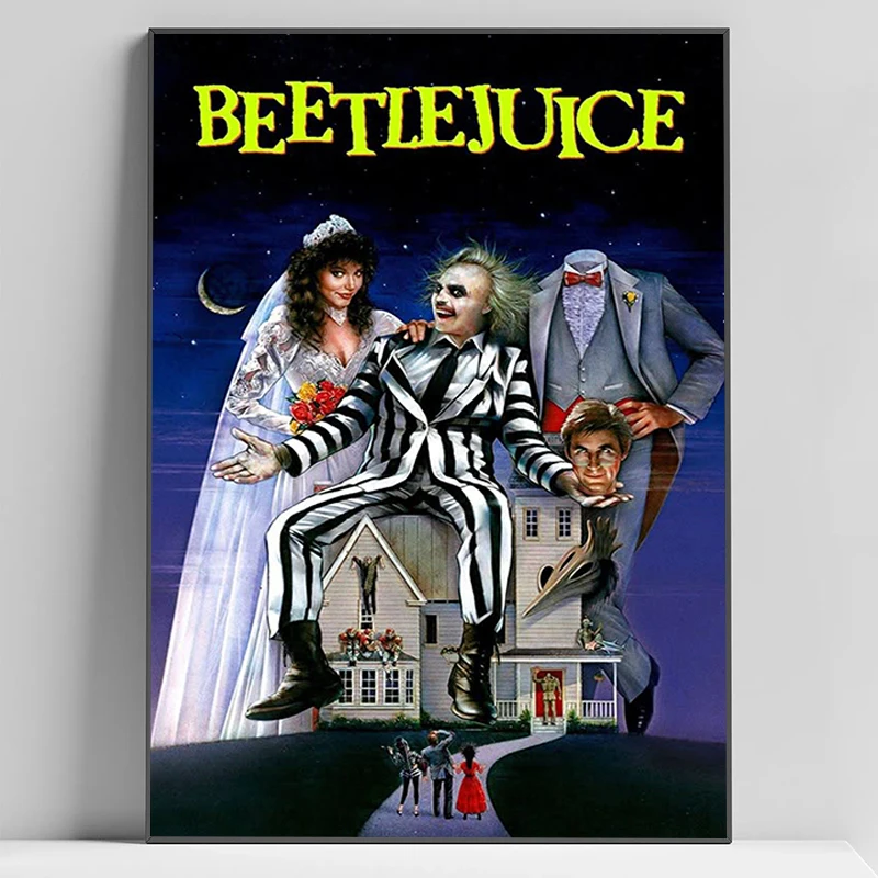 

Classic Movie B-Beetlejuice Horror Comedy Vintage Tim Burton Film Poster Wall Decor Room Aesthetic For Home Decoration Ornaments