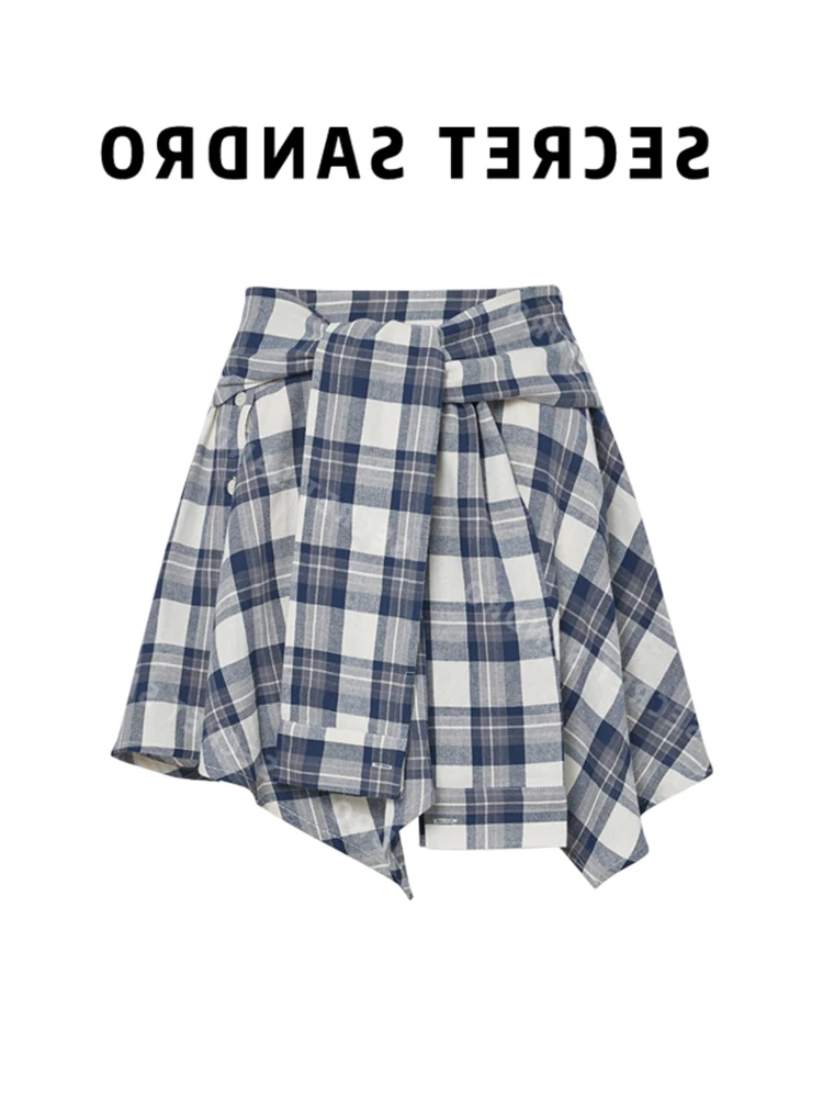 

Oajer Flagip Store Korean Sle Plaid Skirt Women's High Waist Polyester Summer ort Skirt A-Line Silhouette