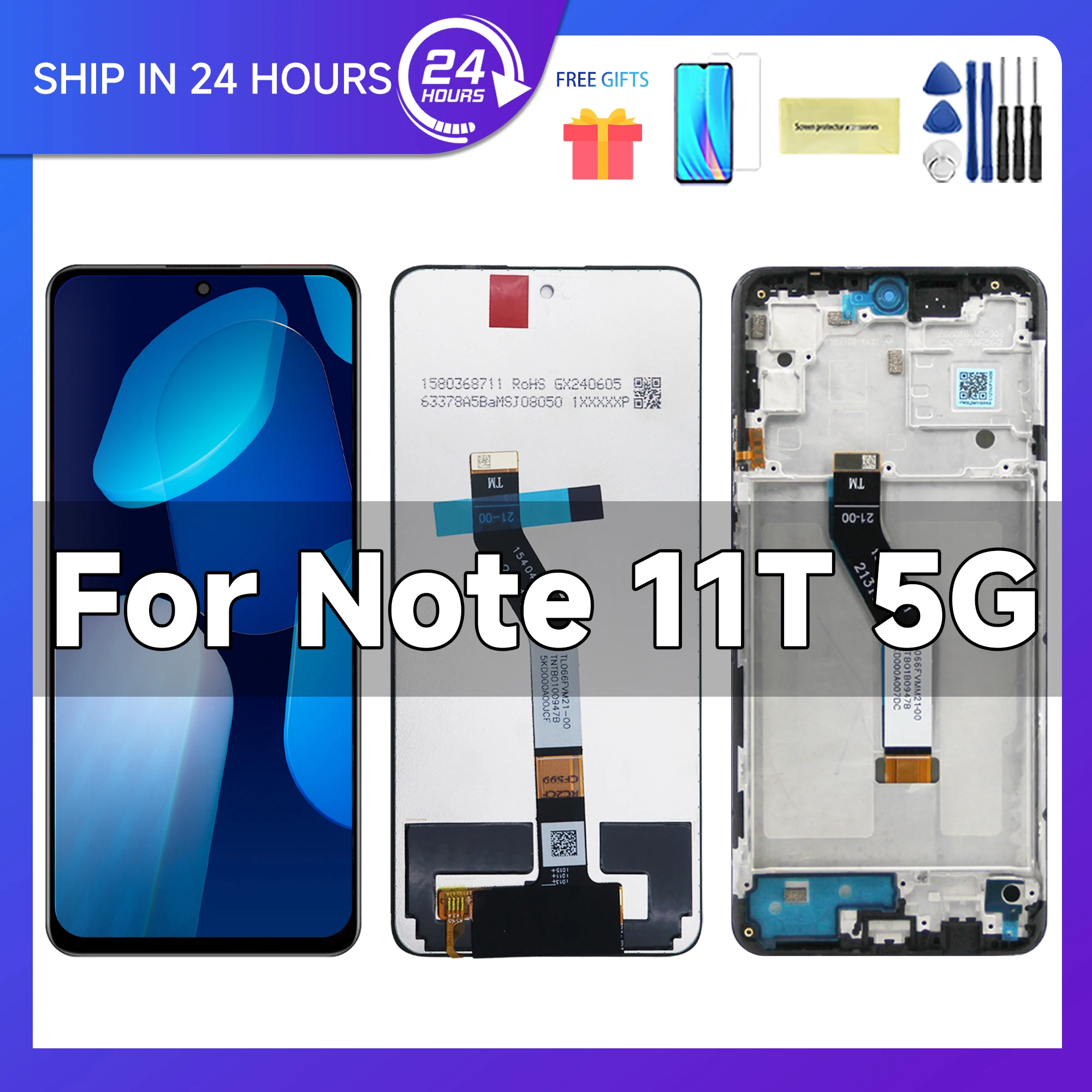 6.6'' For Xiaomi Redmi Note 11T 5G LCD Display Touch Screen Digitizer Assembly Replace For Redmi Note11T 21091116AI LCD