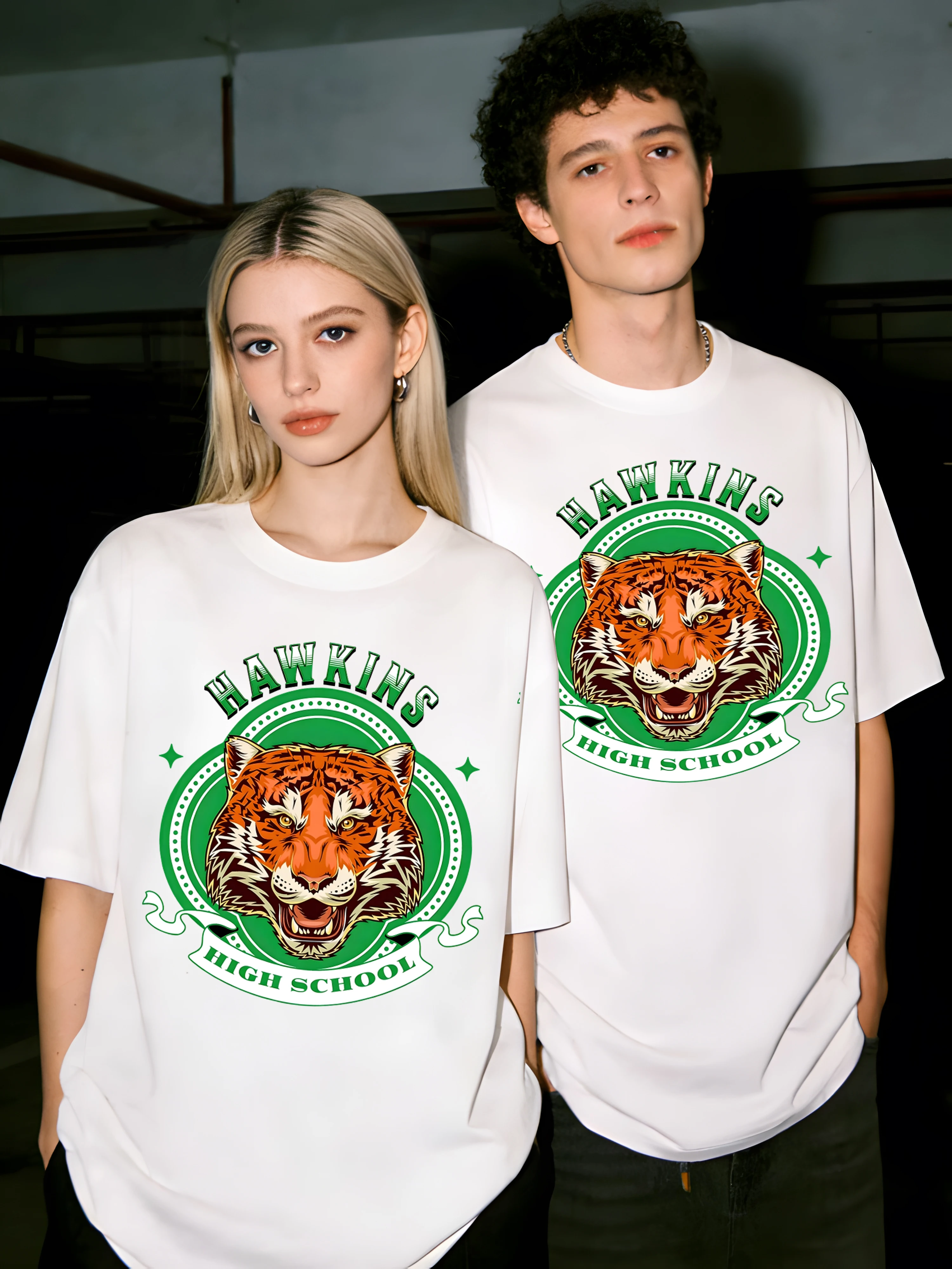 A Medal Composed Of Tigers T-Shirt für Paare, Sommer-T-Shirt mit O-Ausschnitt, lässige Baumwollkleidung, modische All-Match-Unisex-Retro-Sportbekleidung