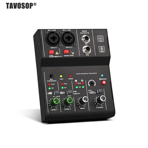 2 Channel Professional Portable Audio Interface Sound Card Console Mini USB Mixer For Guitar Studio Singing Q12-M