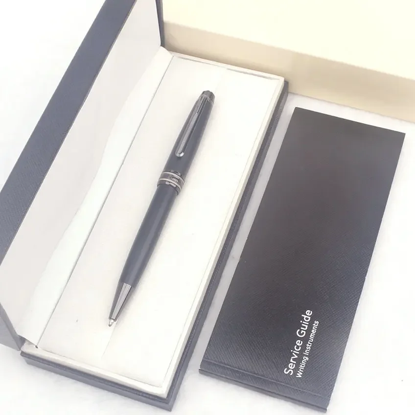 Luxury Ultra Black Monte MB Ballpoint Rollerball Pen Fountain Inlaid Number Business Gift Box Set Office Stationery 163