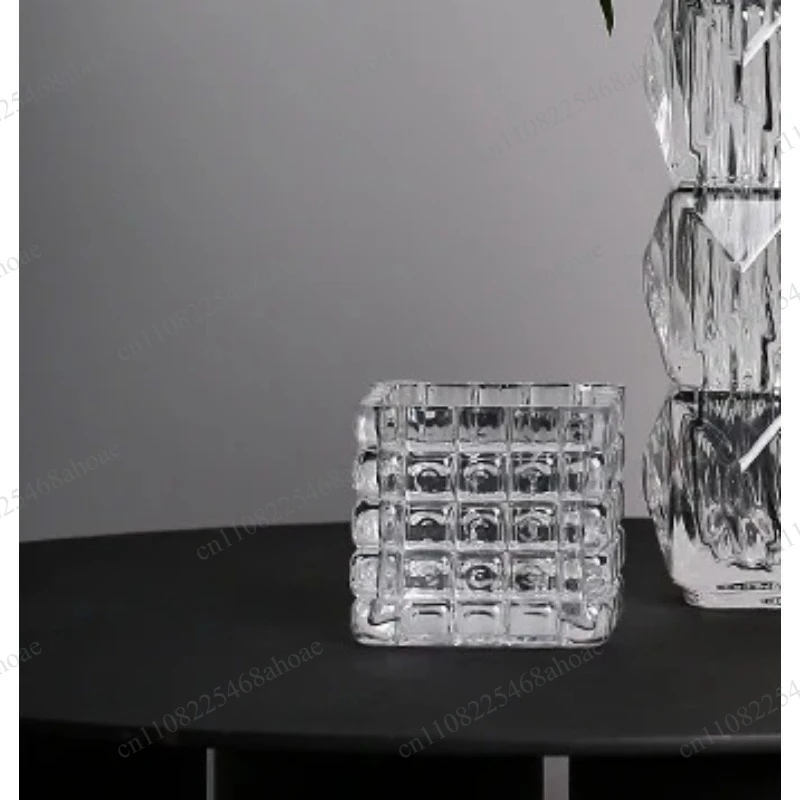 Bright crystal glass vase, modern living room vase decoration, dried flower tabletop