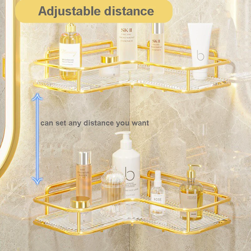 Luxury Acrylic Bathroom Shelf without Drilling Corner Shelf For Shower Kitchen Toilet Skincare Organizer Bathroom Accessories