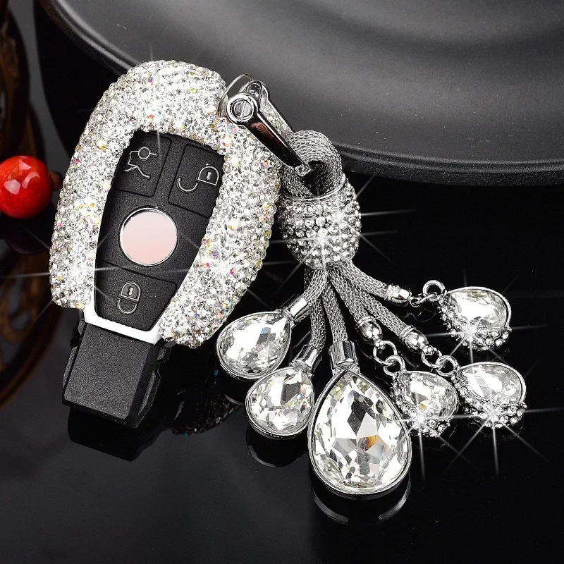 Fashion Women's Sparkling Diamond Car Key Cover For Mercedes Benz A B C E GL GLA GLK CLS Class W204 W205 W212 W463 W176 C180 C26