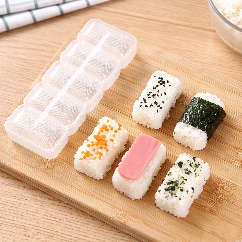 Molde para Sushi de 5 agujeros, práctico molde para Sushi creativo hecho a mano, accesorios para hacer bolas de arroz, prensa antiadherente, herramientas de cocina para el hogar