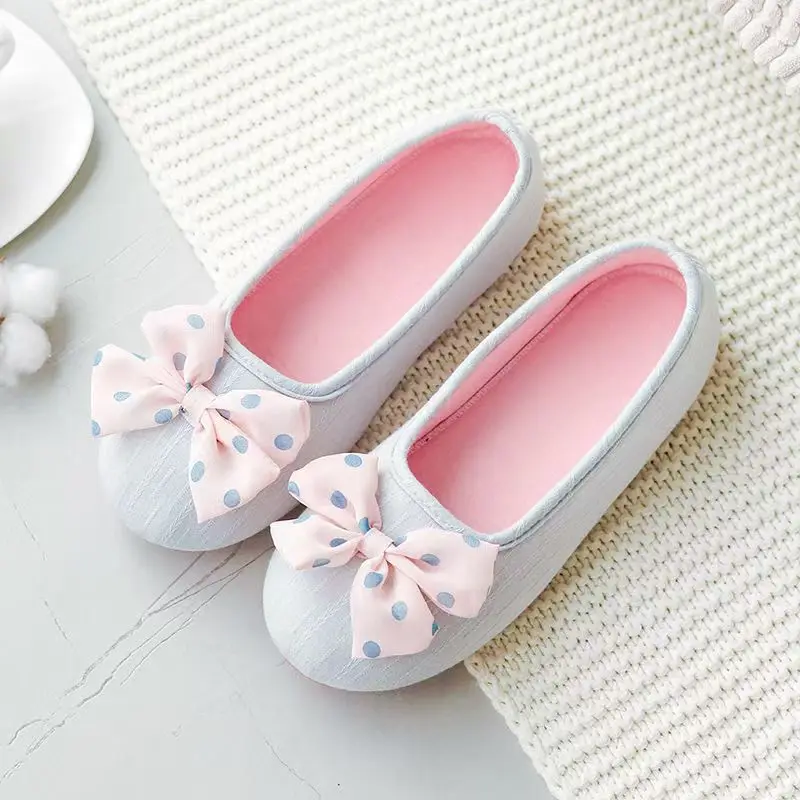 

Женская послеродовая обувь для восстановления, весенне-осенняя дышащая хлопковая обувь с бантом на мягкой подошве без шнуровки с круглым носком для беременных