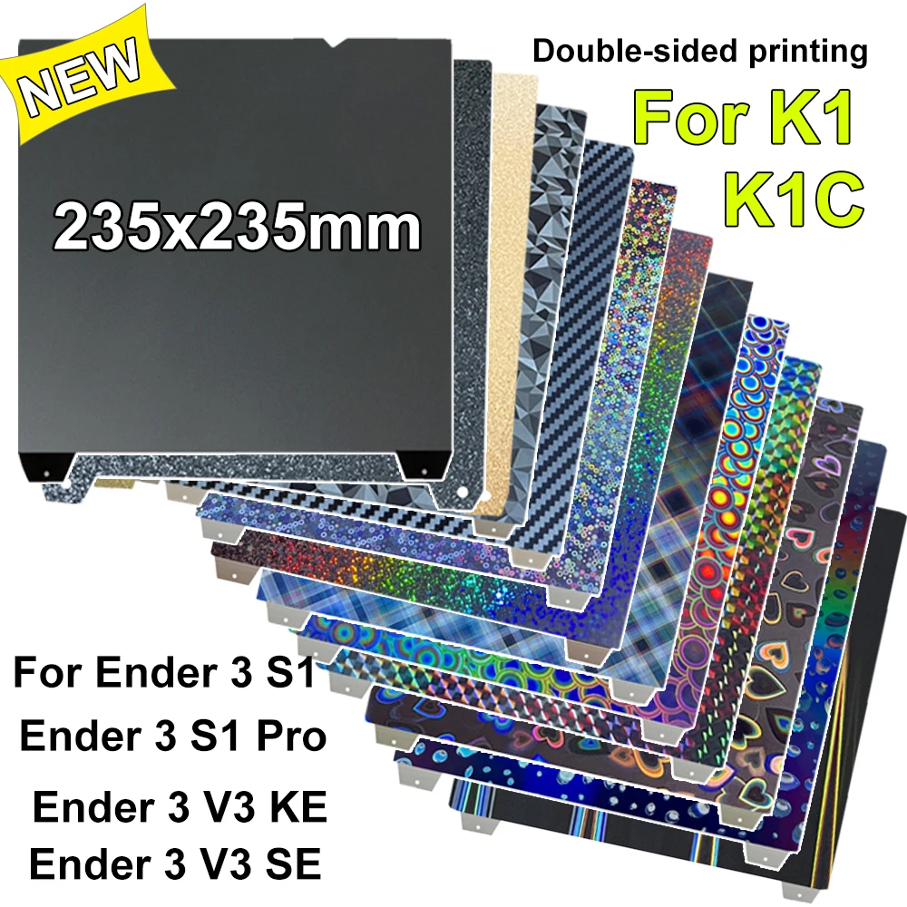 

Build Plate for Ender 3 V3 SE PEI Sheet Black Smooth Spring Steel Double Sided Printing Plate for Creality K1 Ender 3 S1 Pro