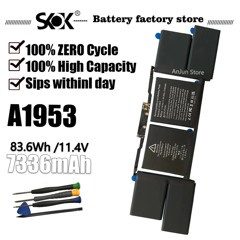 

A1953 Laptop Battery for Apple MacBook Pro 15" A1990 touchbar 2018 2019 EMC 3215 MC3359 MR962LL 11.42V 83.6Wh