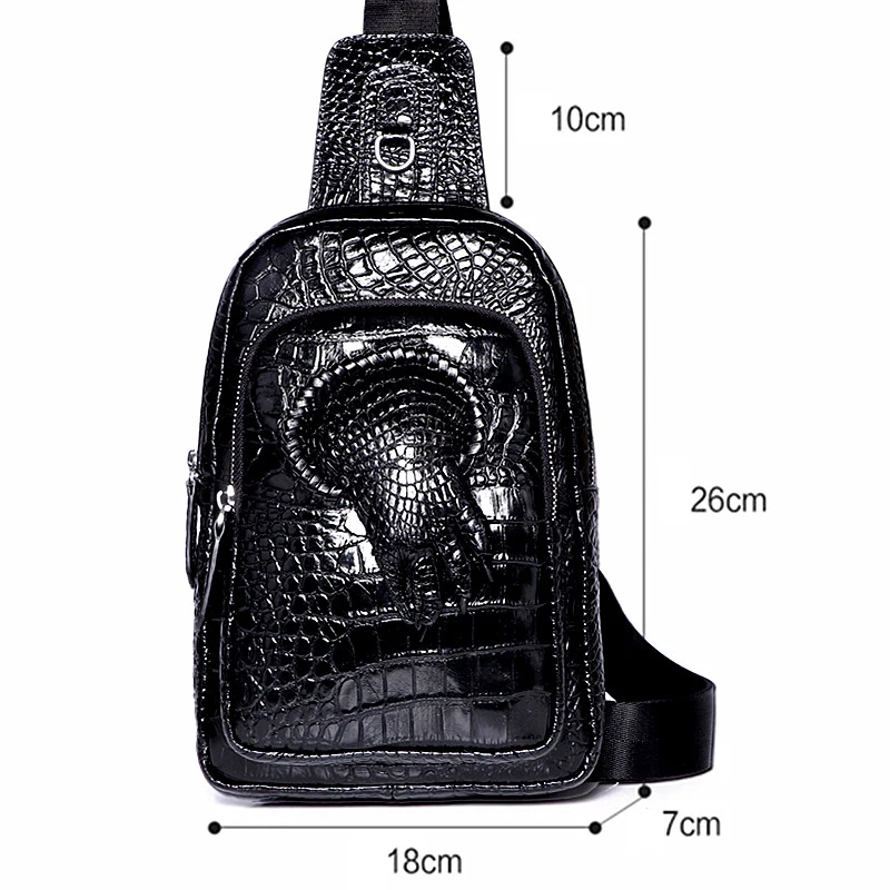 악어 디자인 진짜 소가죽 패션 가슴 가방 남성용, 디자이너 숄더백 크로스바디백 정품 가죽 가슴 가방