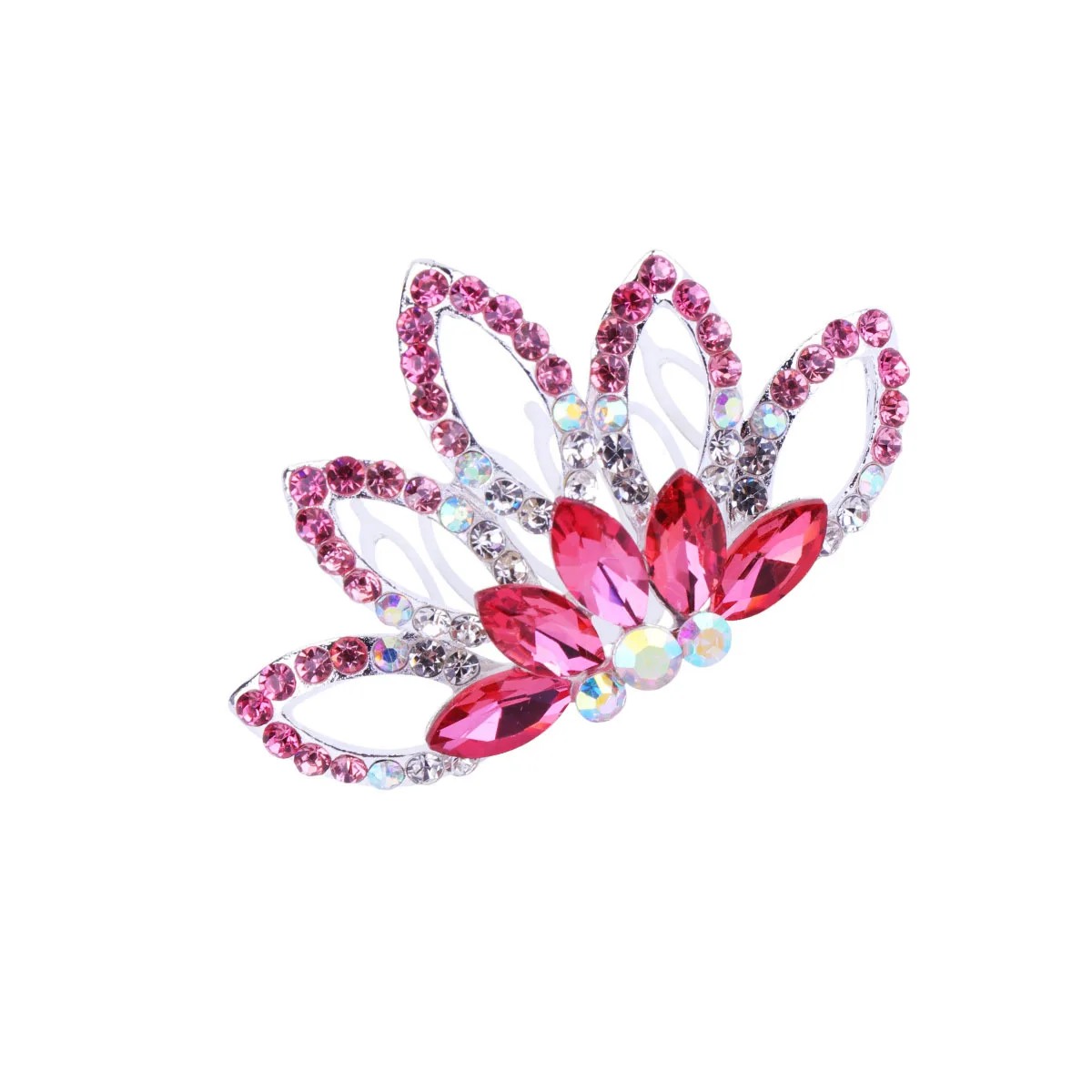 

1Pcs Red Rhinestone Crown Insert Comb Bridal Wedding Hair Comb Handmade Bride Bridesmaid Hairpiece Accessories