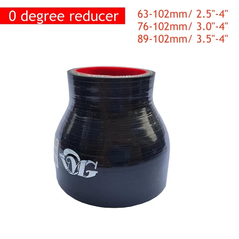 

0 Degree Silicone Hose Reducer 63-102mm/76-102mm/89-102mm/3" 4" Intercooler Turbo Air Intake Pipe Coupler Black Length 76mm