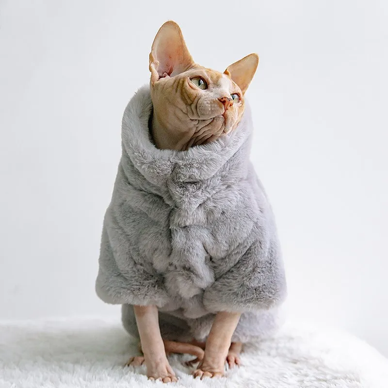 

Hairless Cat Autumn Winter Clothes Sphinx Cat Clothes Thicken Plus Fleece To Keep Warm Cat Clothes Soft Fluffy Cat Accessories