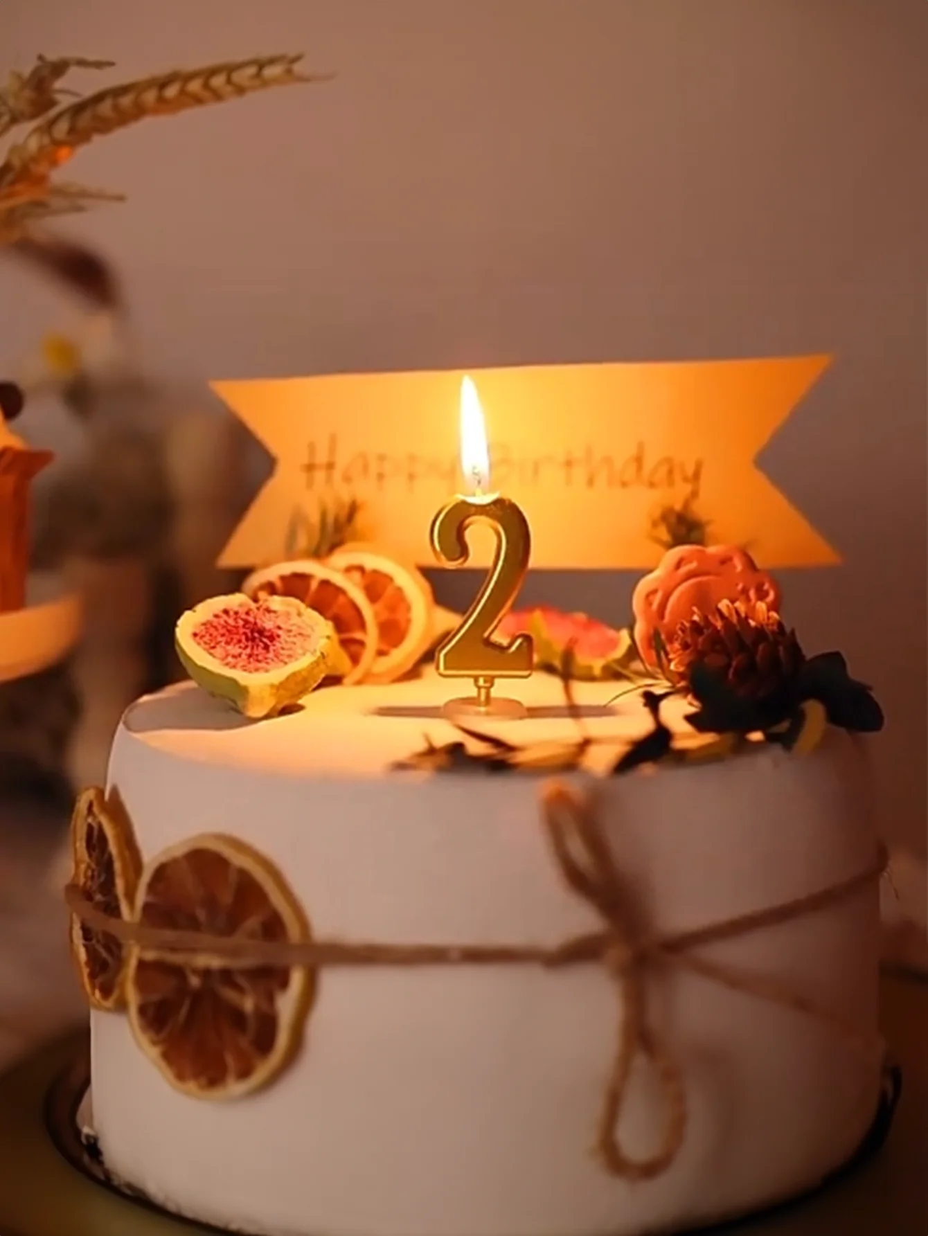 1pcs birthday candle golden number candle smokeless birthday cake party baking dessert candle plug-in set