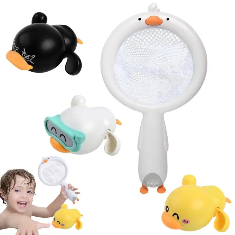 

Baby Swimming Pool Toys Cartoon Animal Bathtub Shower Clockwork Toy Lovely Bath Animal Toys With Scoop Net For Kids Toddlers