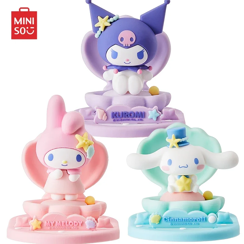 Miniso Sanrios Kuromi My Melody Cinnamoroll  Ocean Treasure Series Desk Mobile Phone Holder Kawaii New Doll Portable Stand Gifts