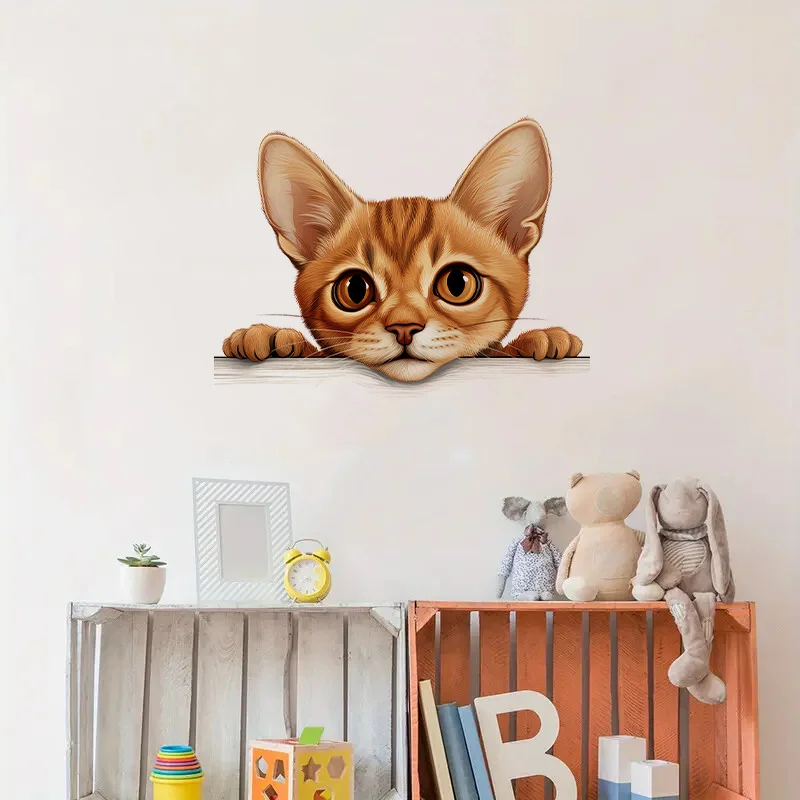 

C1302# Abyssinian Cat Self-Adhesive Wall Decal - Removable, Reusable PVC Sticker for Kitchen & Living Room Decor