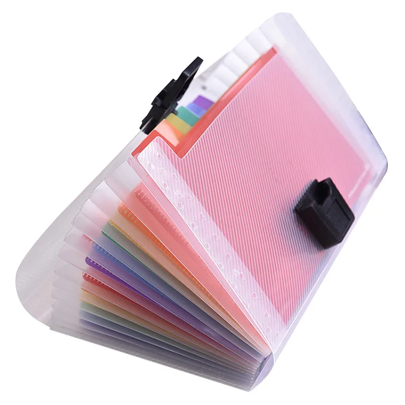 Mini 13 Grids A6 Pockets Portable Storage Clip With Buckle Expanding File Folder Rainbow Document Organizer Wallet Case