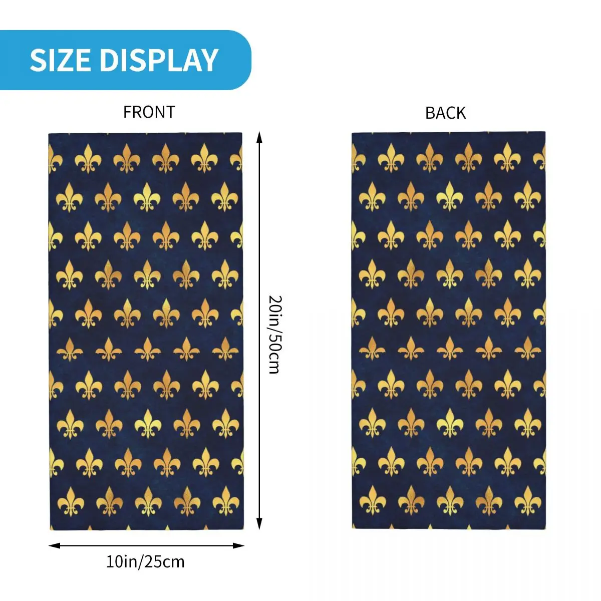 Custom Royal Gold Blue Grunge Fleur De Lis Bandana Neck Warmer Men Women Winter Ski Hiking Scarf Gaiter Lily Flower Face Cover