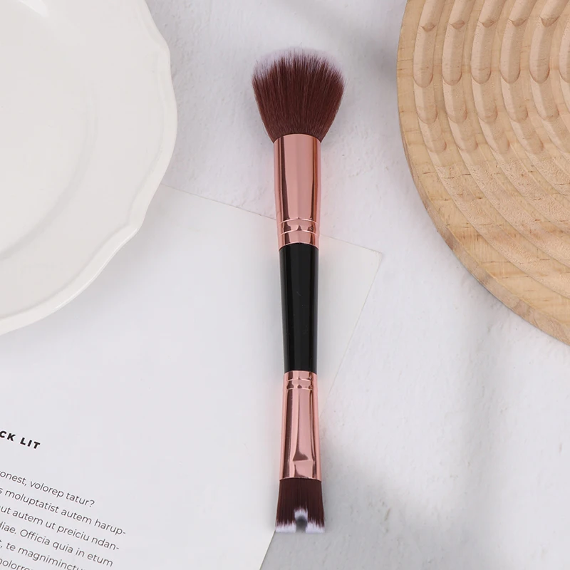 Pinceau de maquillage en forme de U à double extrémité pour le contour du nez, surligneur et Blush, outil cosmétique de beauté pour le visage