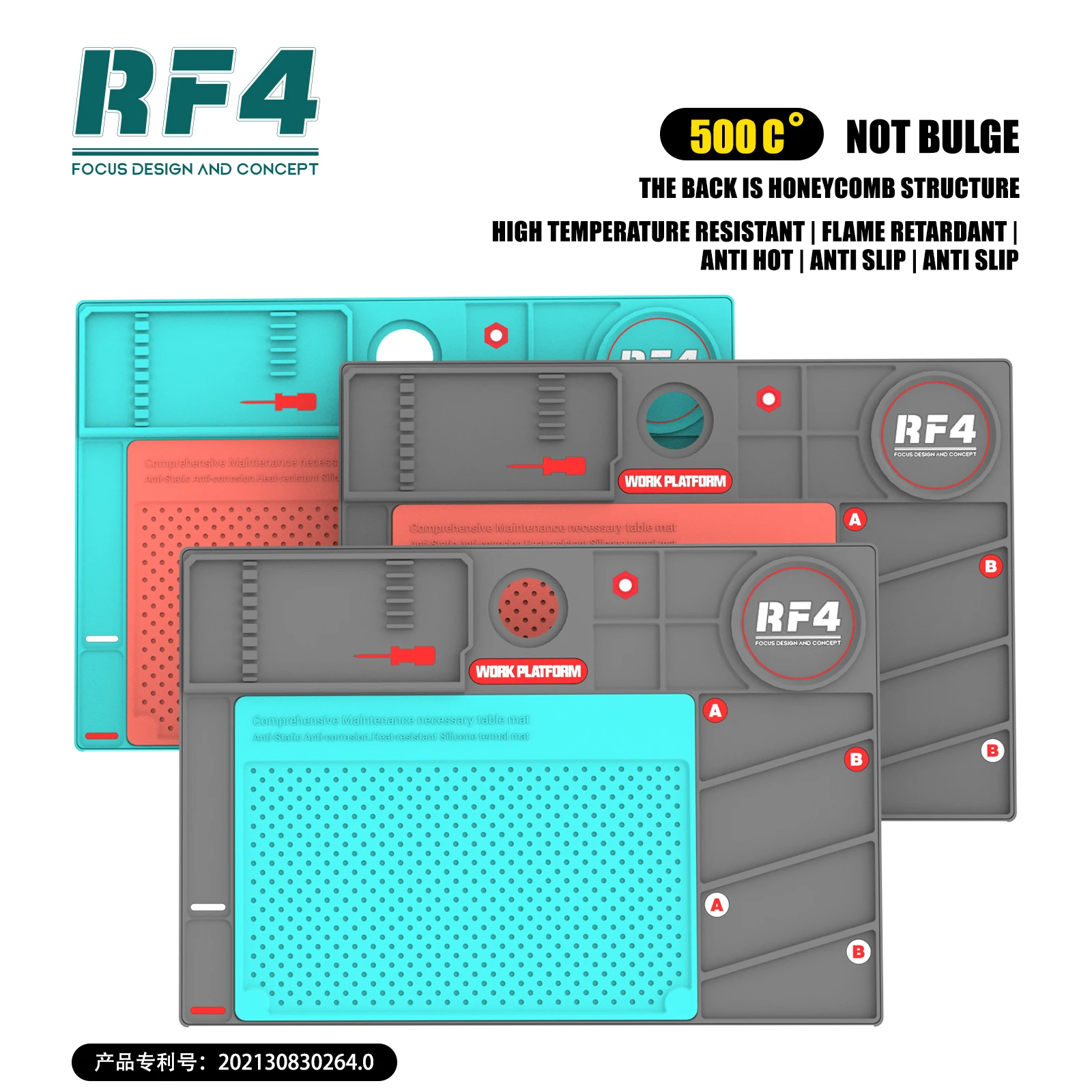 RF4 380*260MM Heat Insulation Silicone Soldering Mat Desk Pad BGA Maintenance Platform Phone Repair Silicone Mat RF-PO2