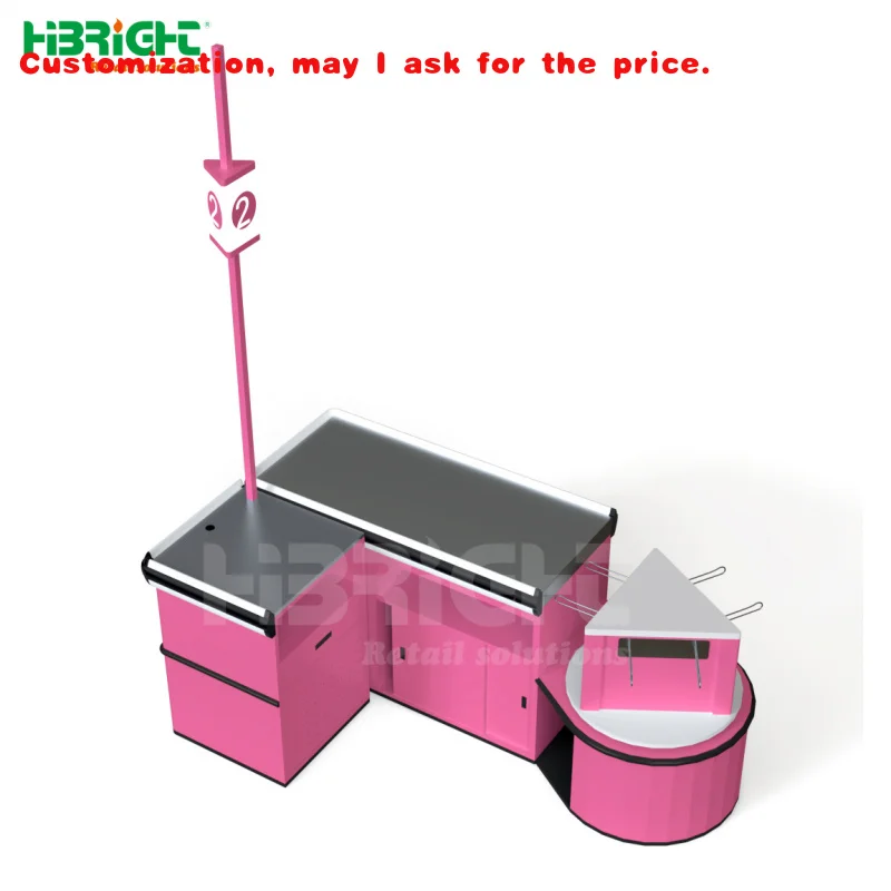 custom.Heavy-Duty Single-Sided Metal Supermarket Rack One-Stop Retail Store Service Display Equipment Layout Design checkout cou
