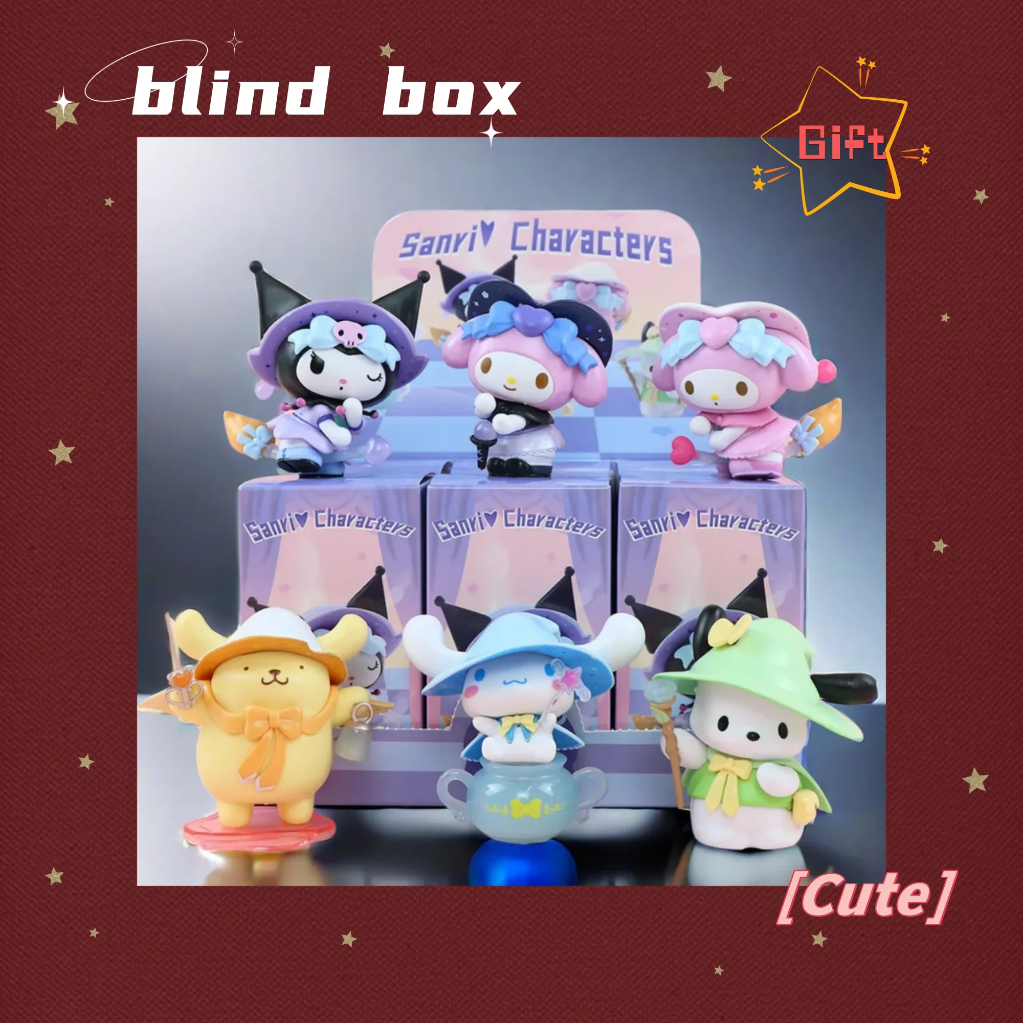 

Слепая коробка Kawaii Kuromi Cinnamoroll My Melody, экшн-фигурка, аниме-фигурки, куклы, слепая сумка, игрушка для девочек, подарок для фанатов