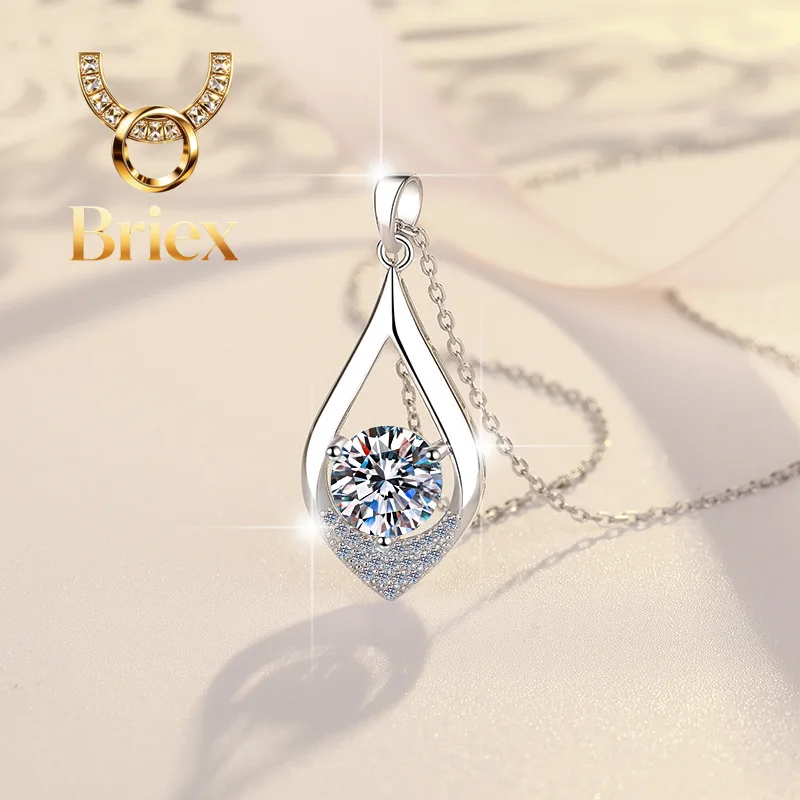 Briex Jewelry Waterdrop Fashion Clavicle Chain Women's 1CT Moissanite PT950 Platinum - Platinum chain, waterdrop inlay, dating h