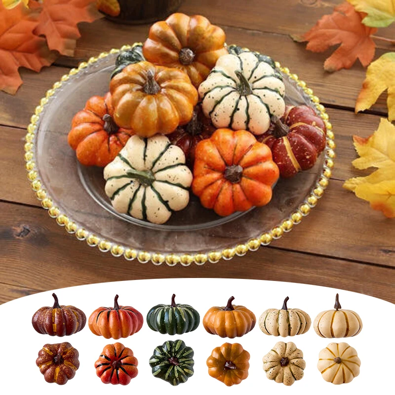 9 Uds. De decoración de calabaza simulada, calabaza Artificial falsa de espuma, adorno para Halloween, Acción de Gracias, otoño, fiesta temática, decoración DIY