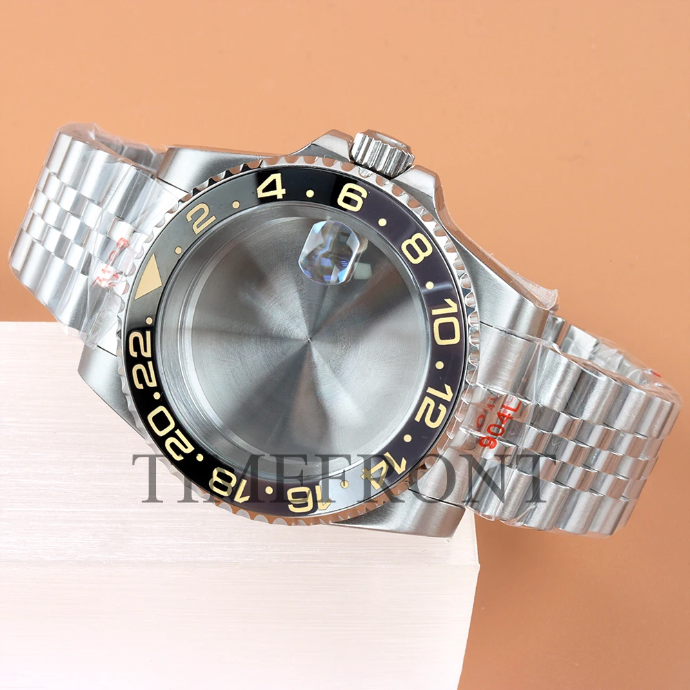 Fit Modified Seiko NH35 40MM Watch Case Classic 24 Hours Ceramic Bezel For GMT NH34 NH35 NH36 NH38 Movement 28.5mm Dial Jubilee image 3