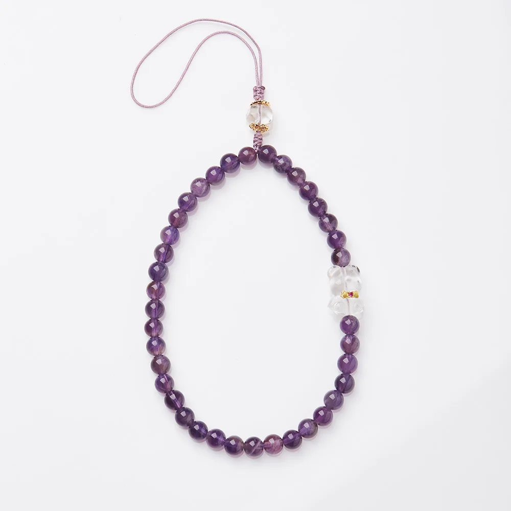 Advanced Purple Crystal Phone Strap White Crystal Bear Nine Purple Li Fire Phone Pendant Gifts