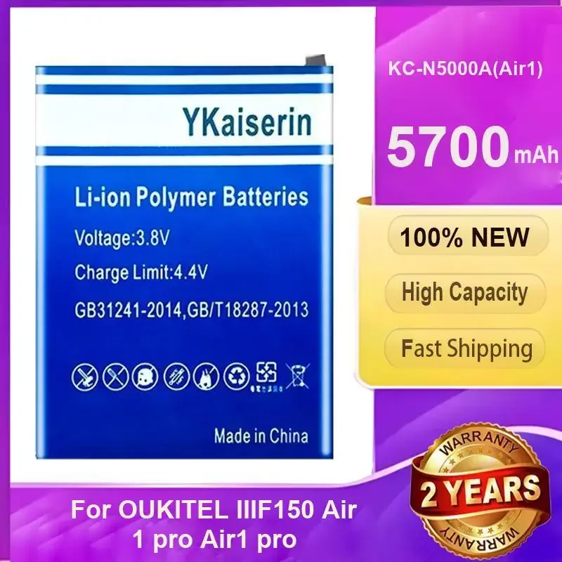 Mobile Phone Battery Stable Power Supply KC-N5000A Air1 Premium Replacement For Oukitel IIIF150 Air 1 Pro 5700Mah