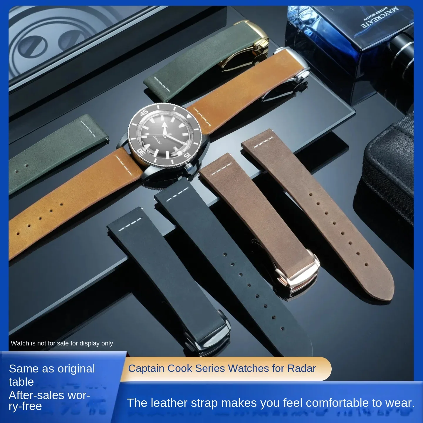 19 mm 21 mm ‌   Correa de reloj de cuero PULL-UP para RADO, correa de reloj mate de capitán Cook para hombre, cinturón de reloj CENTRIX/DIAMASTER, hebilla plegable