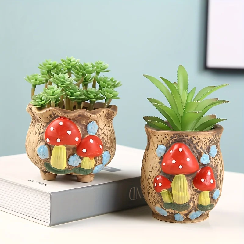 Mushroom Cute Succulent Flowerpot, Ceramic Horticultural Bonsai Potted Plant, Succulent Plant Flowerpot Ceramic