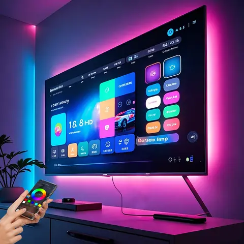 GIPOYENT TV LED 백라이트 라이트 스트립 블루투스 APP 제어 음악 동기화 RGB 컬러 Changi 백라이트 TV 32-60 인치 3M-10M