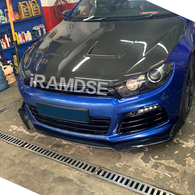 Placa protectora de alerón de parachoques delantero, Kit de cuerpo divisor de labio, tira decorativa de superficie de carbono, pala para VW Scirocco