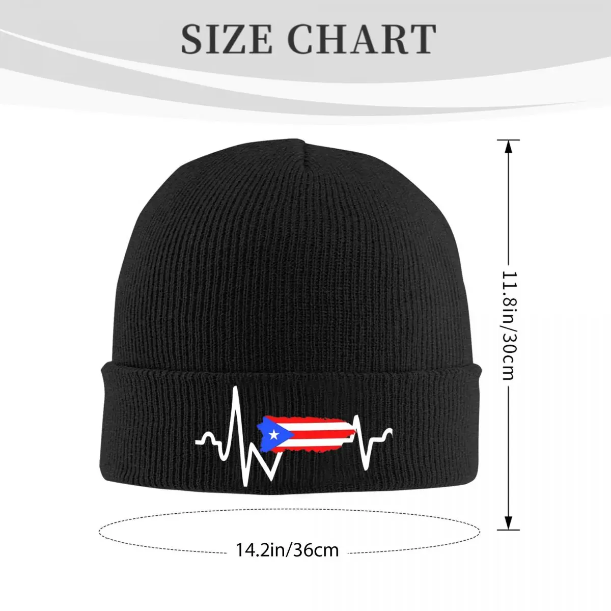 Puerto Rico Heartbeat Knitted Caps Women Men Beanie Winter Hat Acrylic Hispanic Heritage Month Boricua Pride Crochet Melon Cap