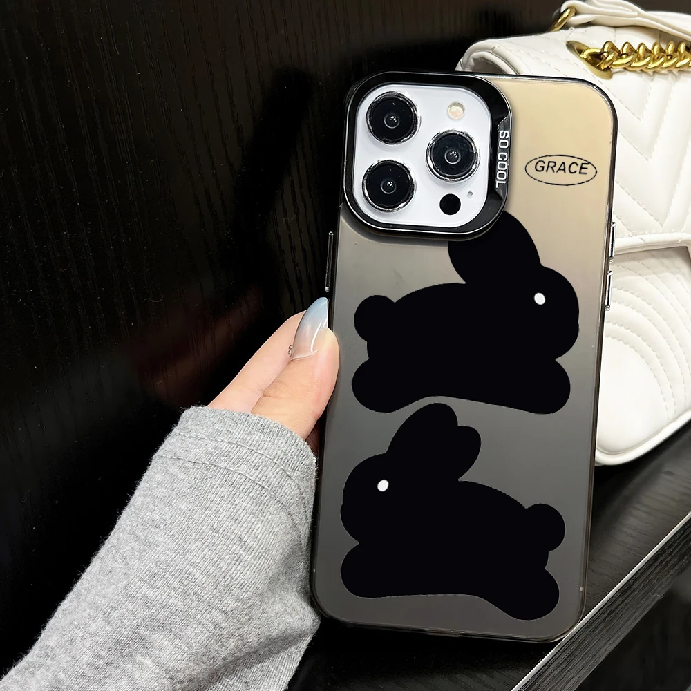 Grace Rabbit Simple Fashion Bunny Phone Case for iPhone 16 12 13 14 15 11 Max Pro Plus Laser IMD Color Shell